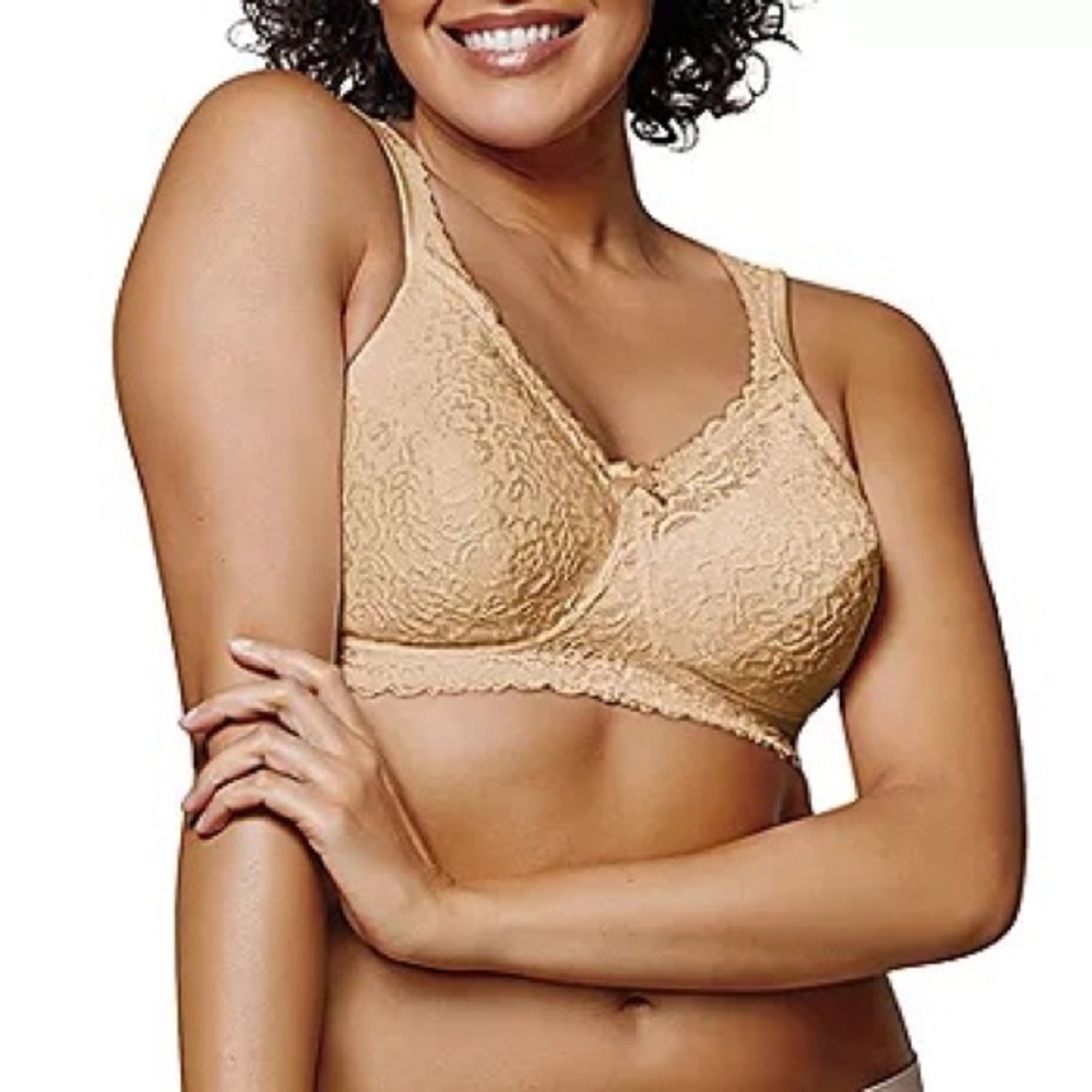 Playtex 18 Hour Breathable Comfort Full Coverage Tan Lace No Padding Bra